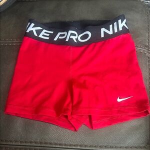 Nike Pro Red Shorts with Black Waistband